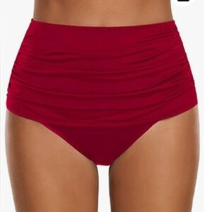 NWOT Women's High-Waisted Bikini Bottom - Burgundy